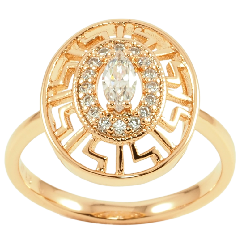 Кольцо Xuping Позолота 18K Резной греческий узор с цирконием фото №1