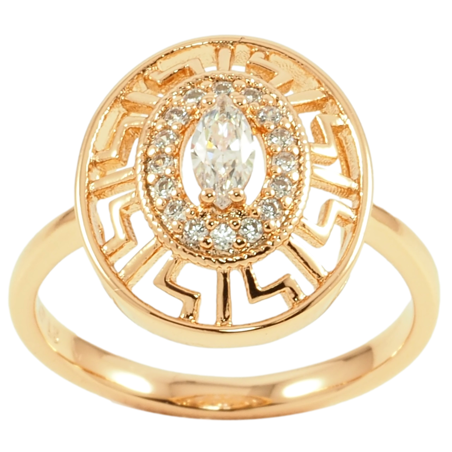 Кольцо Xuping Позолота 18K Резной греческий узор с цирконием фото №1