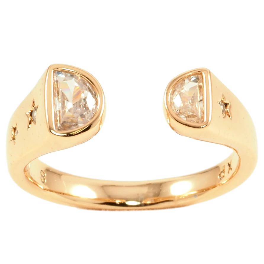 Каблучка Xuping Позолота 18K «Два кристали з бічним візерунком зірочки» фото №1