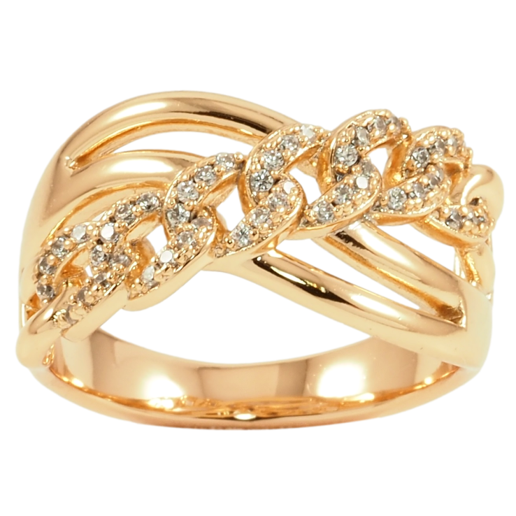 Кольцо Xuping Позолота 18K Узор цепочка с цирконием фото №8