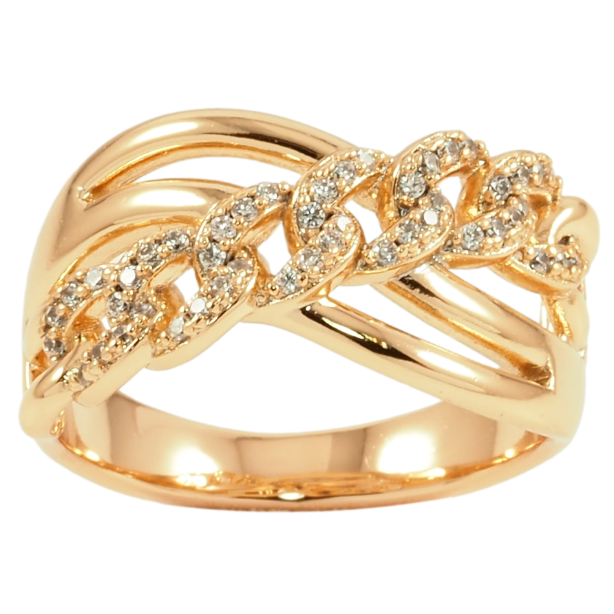 Кольцо Xuping Позолота 18K Узор цепочка с цирконием фото №1