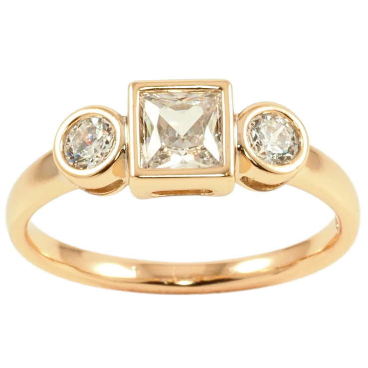 Кольцо Xuping Позолота 18K Три кристалла фото №11