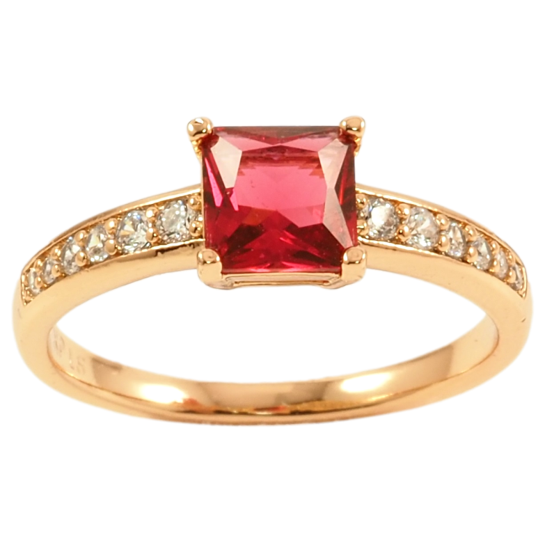 Кольцо Xuping Позолота 18K Малиновый фианит на дорожке циркония фото №1