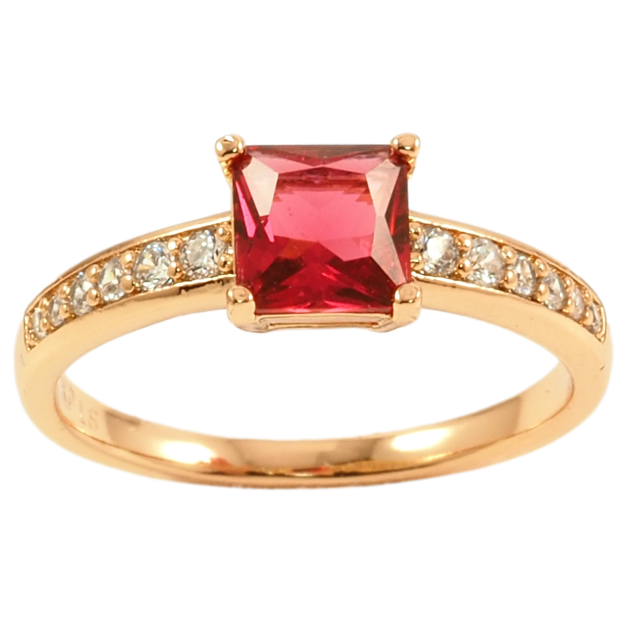 Кольцо Xuping Позолота 18K Малиновый фианит на дорожке циркония фото №1