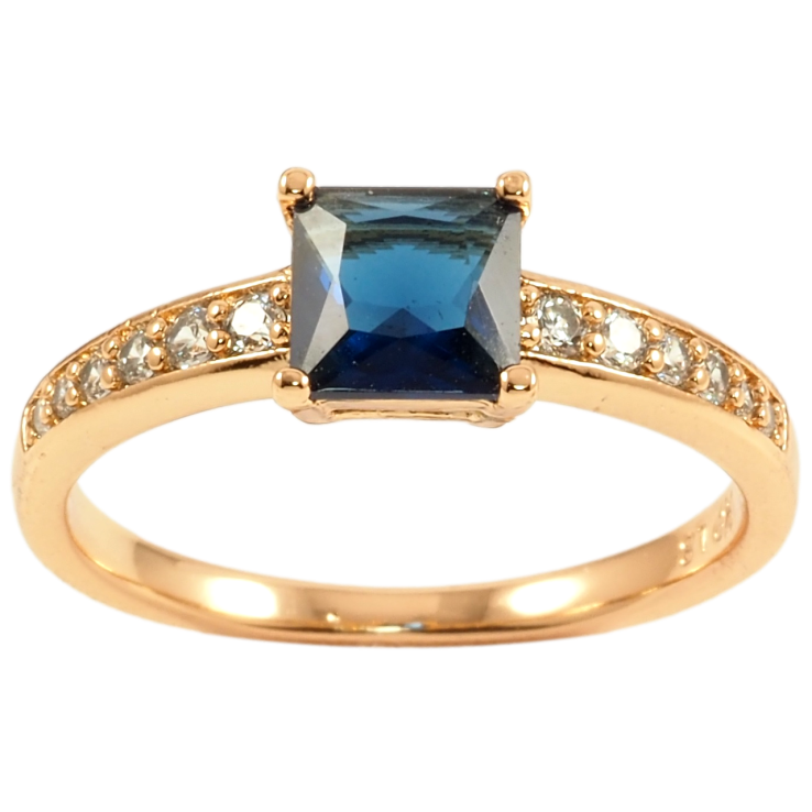 Кольцо Xuping Позолота 18K Синий фианит на дорожке циркония фото №23