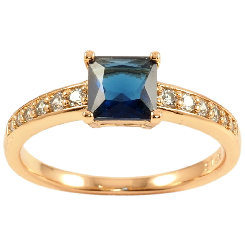 Кольцо Xuping Позолота 18K Синий фианит на дорожке циркония фото №1