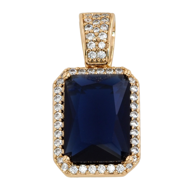 Кулон Xuping Позолота 18K Синій фіаніт в обрамленні цирконію для ланцюжка до 6мм фото №1