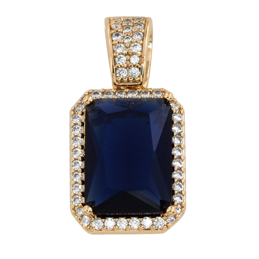 Кулон Xuping Позолота 18K Синій фіаніт в обрамленні цирконію для ланцюжка до 6мм фото №1
