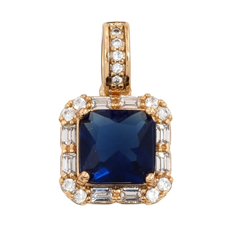 Кулон Xuping Позолота 18K Синій фіаніт в обрамленні цирконію для ланцюжка до 4мм фото №1