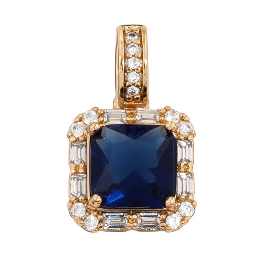 Кулон Xuping Позолота 18K Синій фіаніт в обрамленні цирконію для ланцюжка до 4мм фото №1