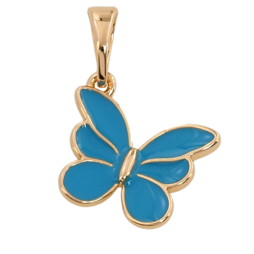 Кулон Xuping Позолота 18K Метелик з блакитною емаллю для ланцюжка до 5мм фото №1