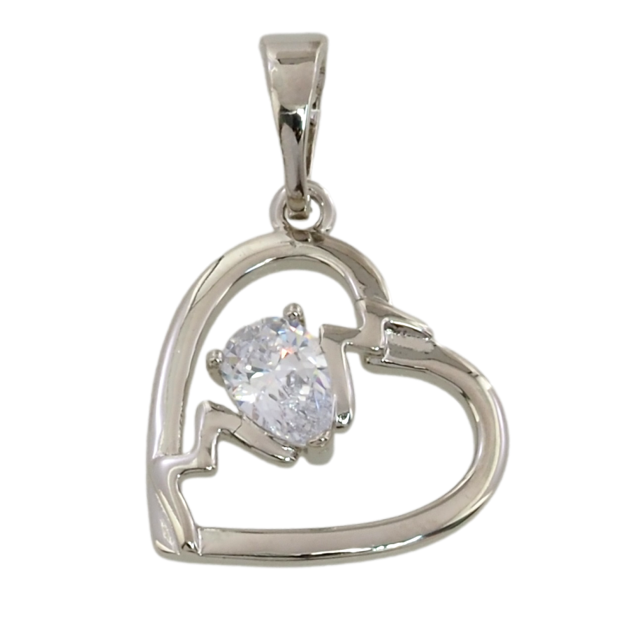 Кулон Xuping Родій Серце з фіанітом для ланцюжка до 5мм фото №1