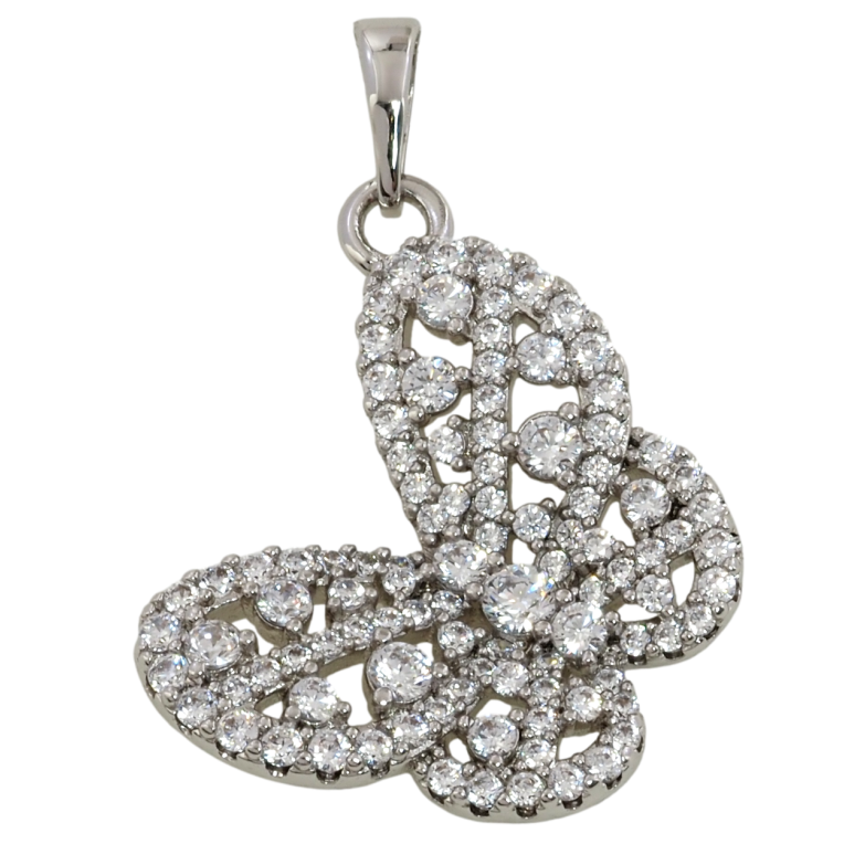 Кулон Xuping Родий Бабочка с инкрустацией цирконием для цепочки до 6мм фото №1