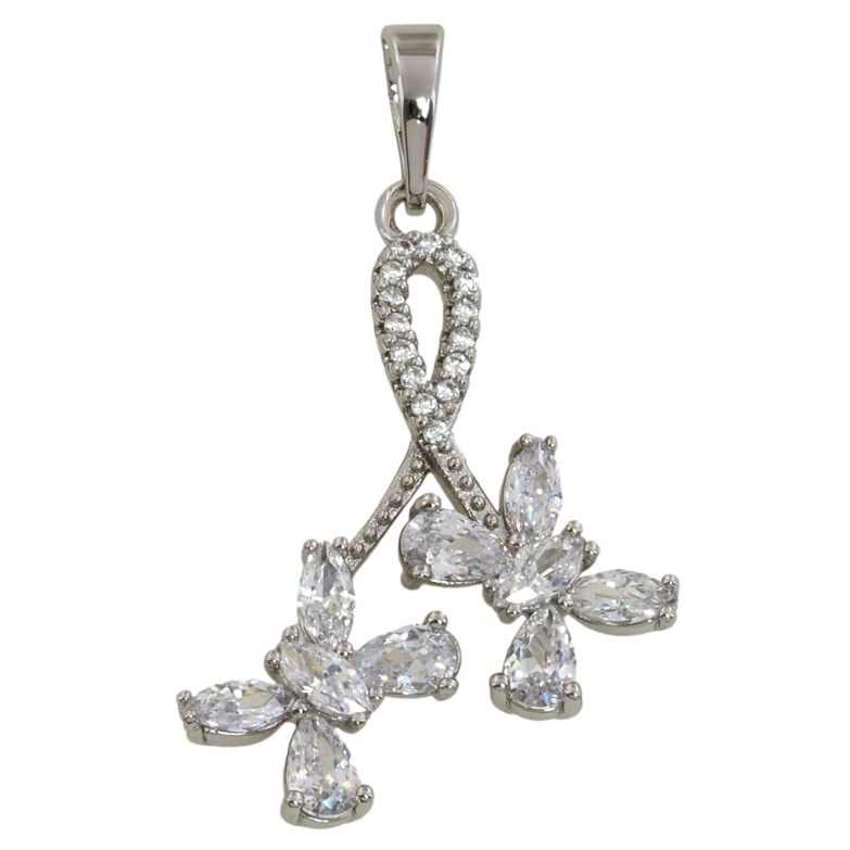 Кулон Xuping Родій Петелька з кристальними метеликами для ланцюжка до 6мм фото №2