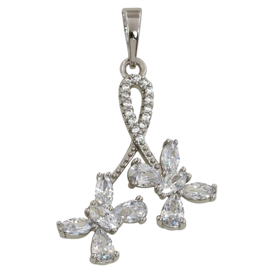 Кулон Xuping Родій Петелька з кристальними метеликами для ланцюжка до 6мм фото №1