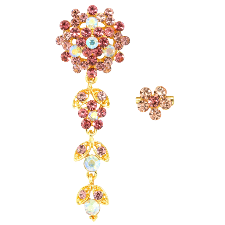 Брошки Квіткові підвіски з рожевими стразами фото №21