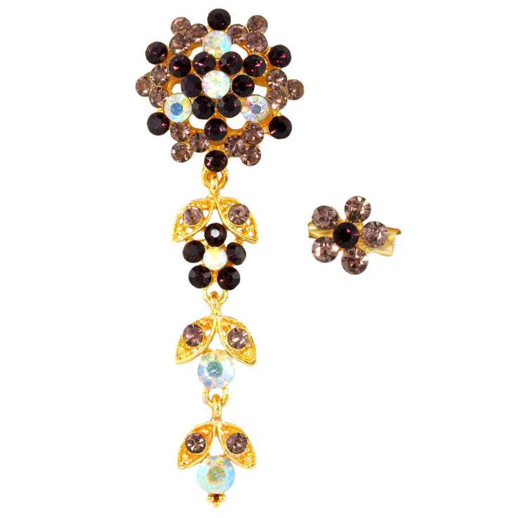 Брошки Квіткові підвіски з бордовими стразами фото №3