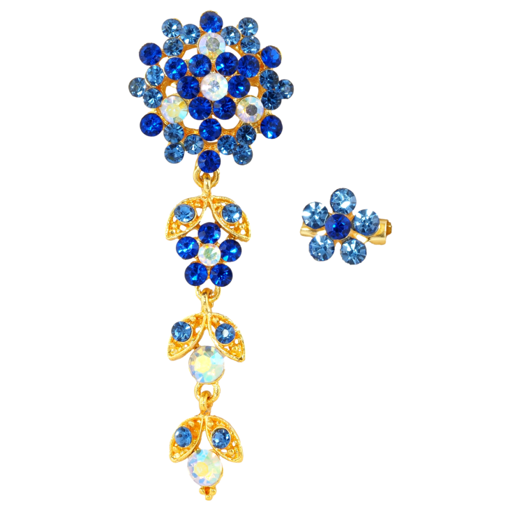 Брошки Квіткові підвіски з синіми стразами фото №20