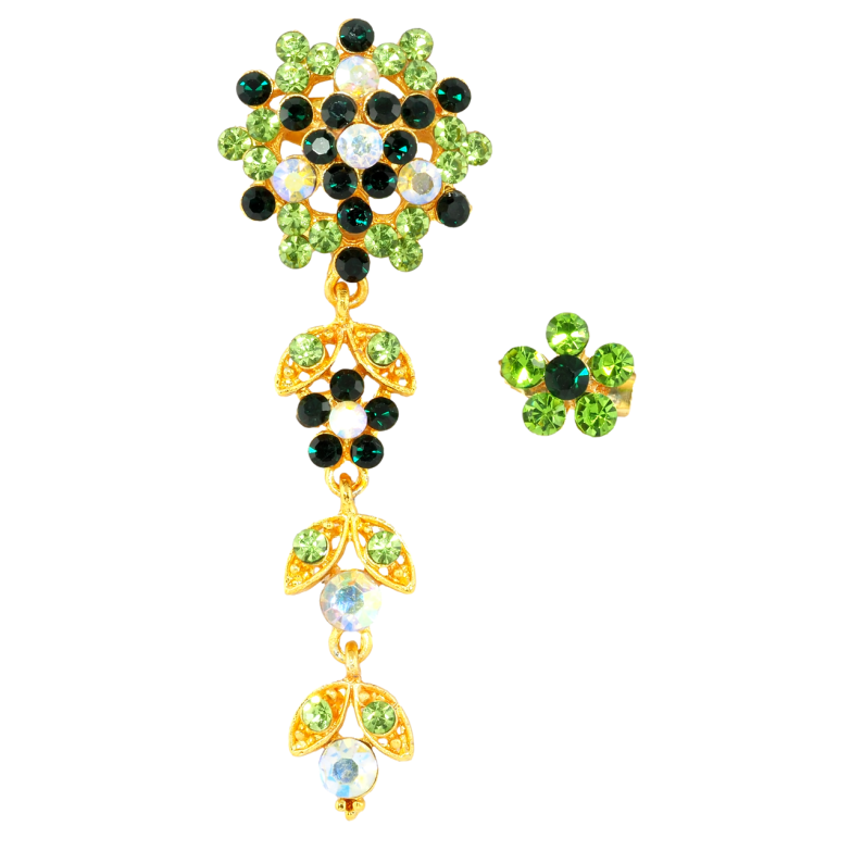 Броши Цветочные подвески с зелеными стразами фото №9