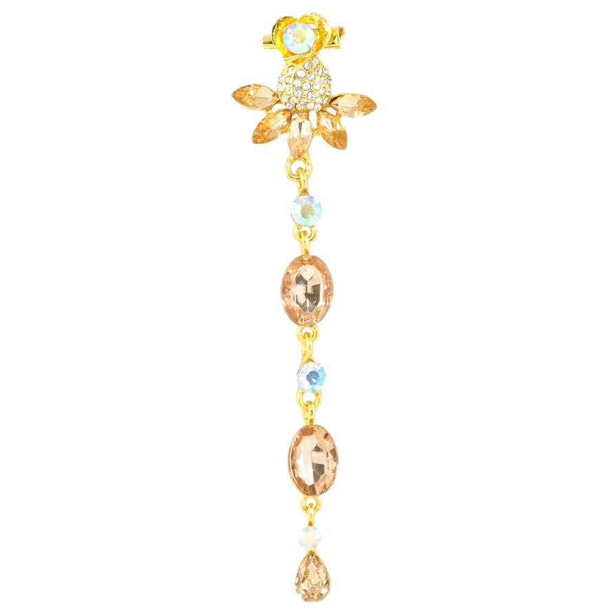 Брошь Декоративная подвеска с золотистыми стразами фото №1