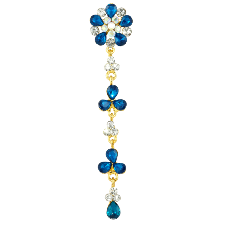 Брошка Квіткова підвіска з бірюзовими стразами фото №23