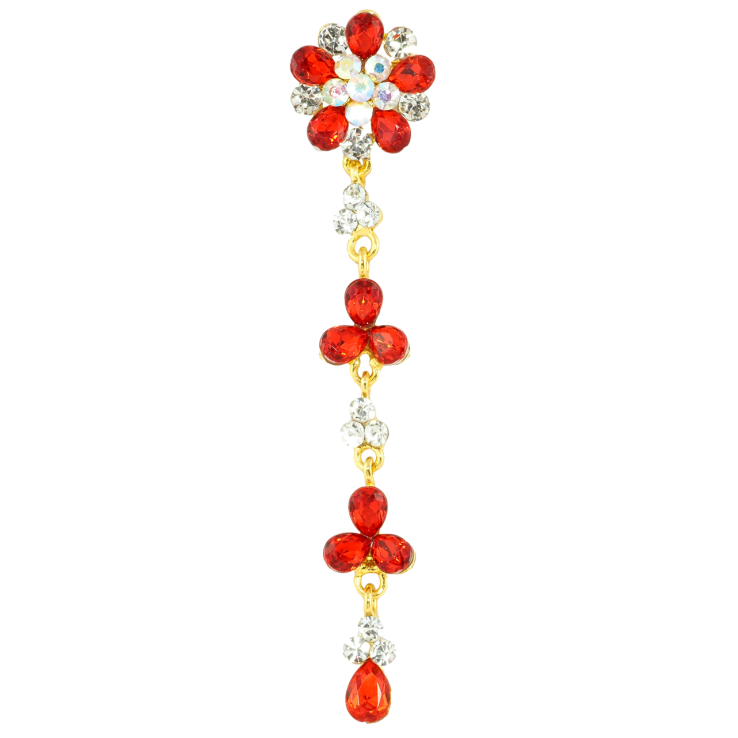 Брошка Квіткова підвіска з червоними стразами фото №16