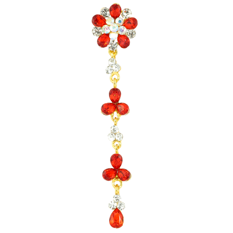 Брошка Квіткова підвіска з червоними стразами фото №1
