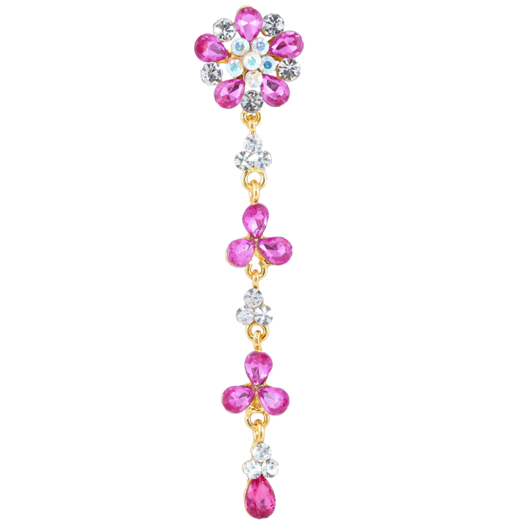 Брошка Квіткова підвіска з рожевими стразами фото №18