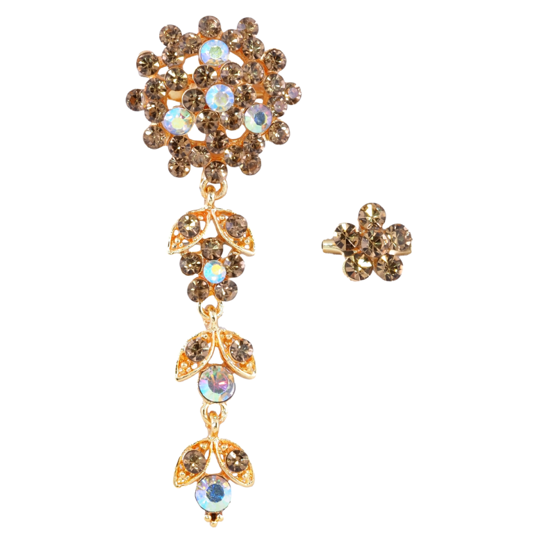 Брошки Дві квіточки з золотистими стразами фото №1