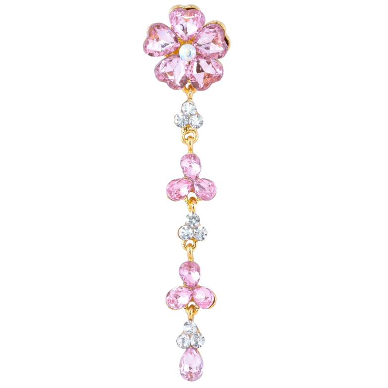 Брошка Квіткова підвіска з рожевими стразами фото №1