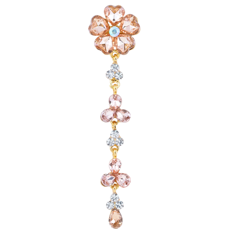 Брошь Цветочная подвеска с бежевыми стразами фото №1