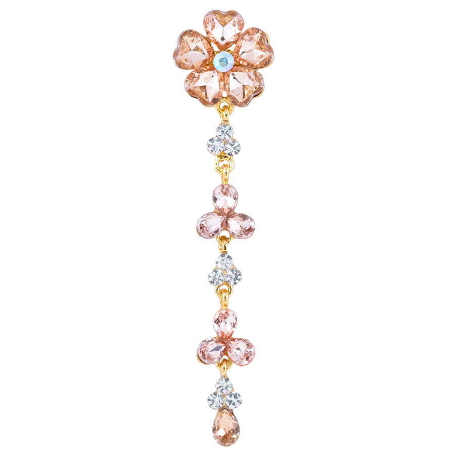 Брошка Квіткова підвіска з бежевими стразами фото №1