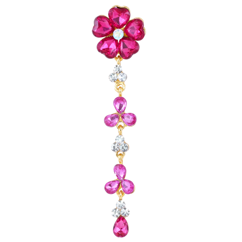 Брошка Квіткова підвіска з рожевими стразами фото №1