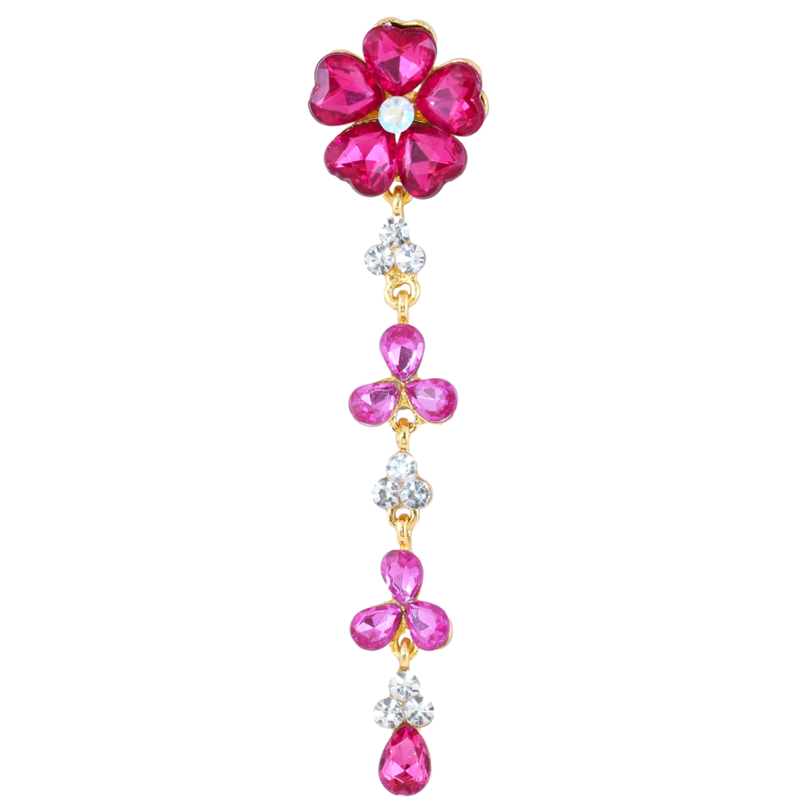 Брошка Квіткова підвіска з рожевими стразами фото №1