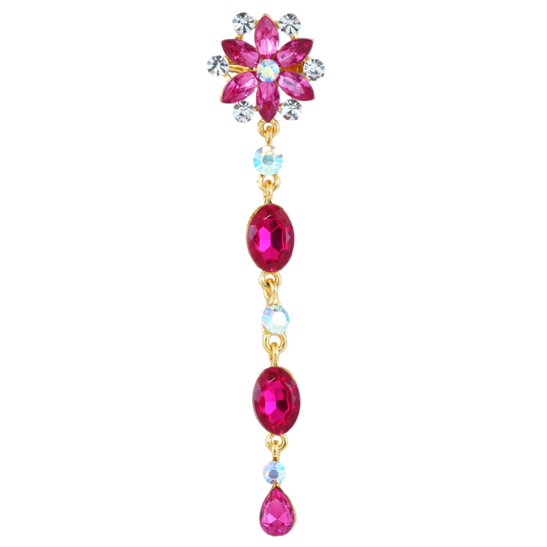 Брошь Цветочная подвеска с розовыми стразами фото №1