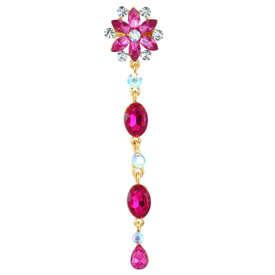 Брошка Квіткова підвіска з рожевими стразами фото №1