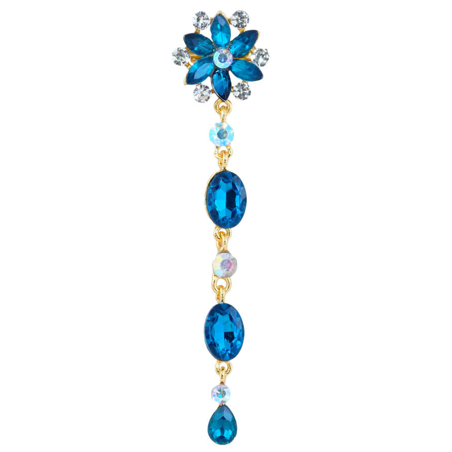 Брошка Квіткова підвіска з бірюзовими стразами фото №1