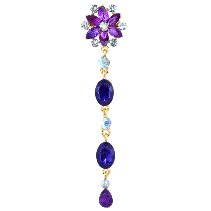 Брошка Квіткова підвіска з фіолетовими стразами фото №17