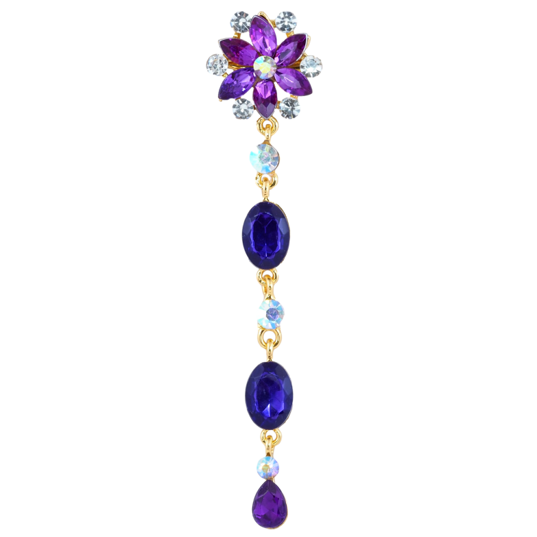 Брошка Квіткова підвіска з фіолетовими стразами фото №1