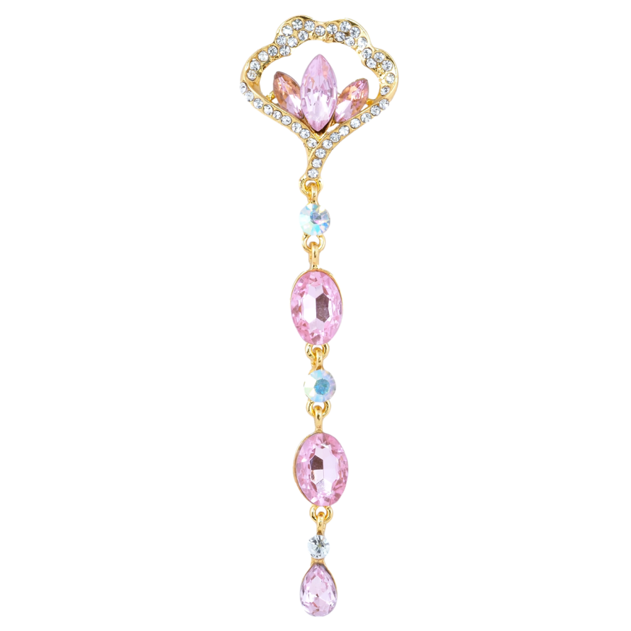 Брошь Декоративная подвеска с розовыми стразами фото №1