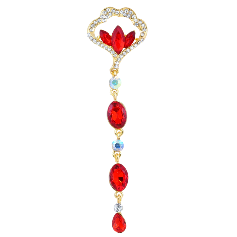 Брошка Декоративна підвіска з червоними стразами фото №2