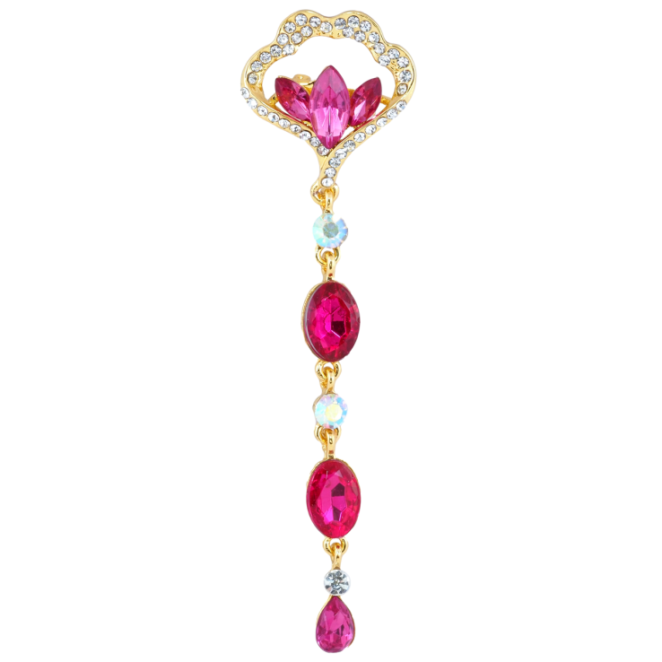 Брошка Декоративна підвіска з рожевими стразами фото №7