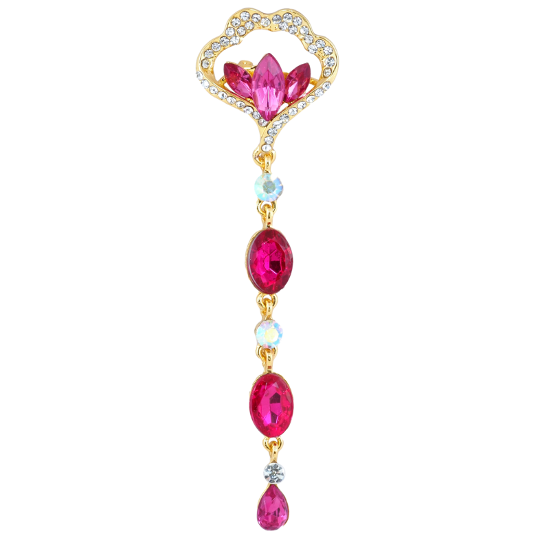 Брошь Декоративная подвеска с розовыми стразами фото №1