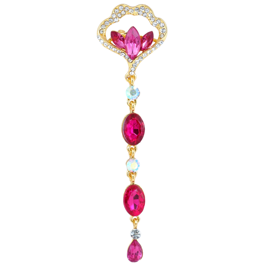 Брошь Декоративная подвеска с розовыми стразами фото №1