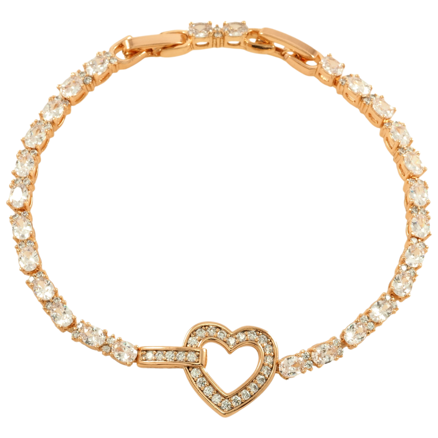 Браслет Xuping Позолота 18K Кристальное сердце размер с доп. замком 17,19.5см х 3мм фото №1