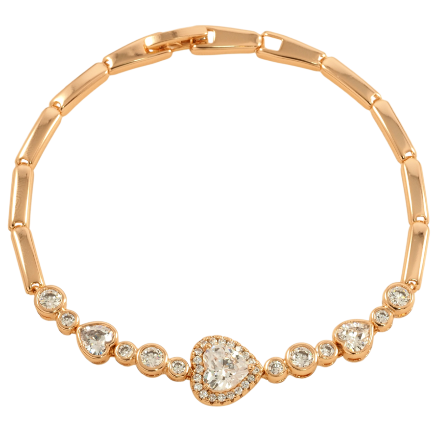 Браслет Xuping Позолота 18K Кристальные сердечки размер 19см х 3мм фото №1