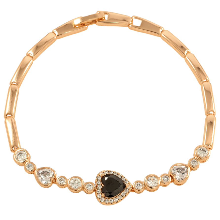 Браслет Xuping Позолота 18K Кристальные сердечки размер 19см х 3мм фото №1