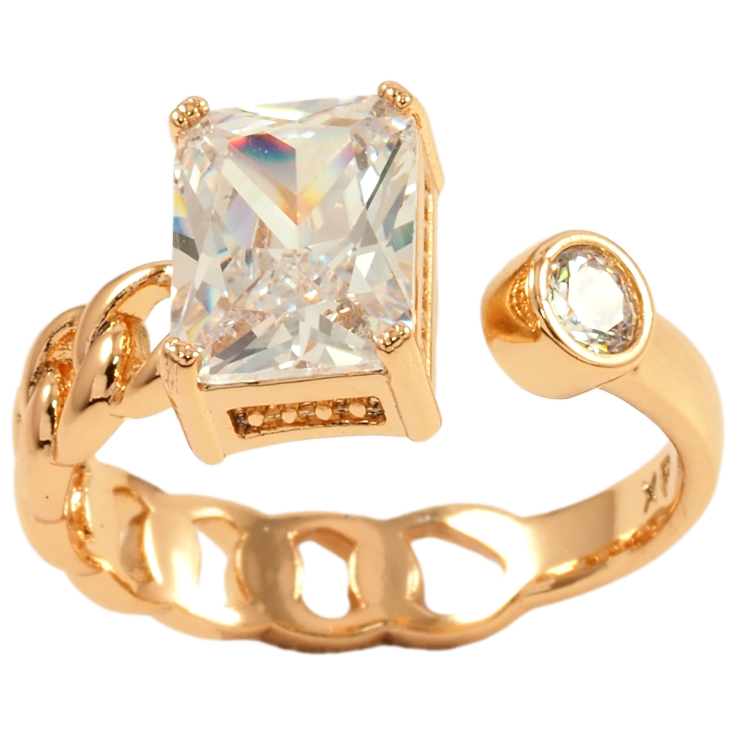 Кольцо Xuping Позолота 18K Узор цепочка с фианитами фото №23