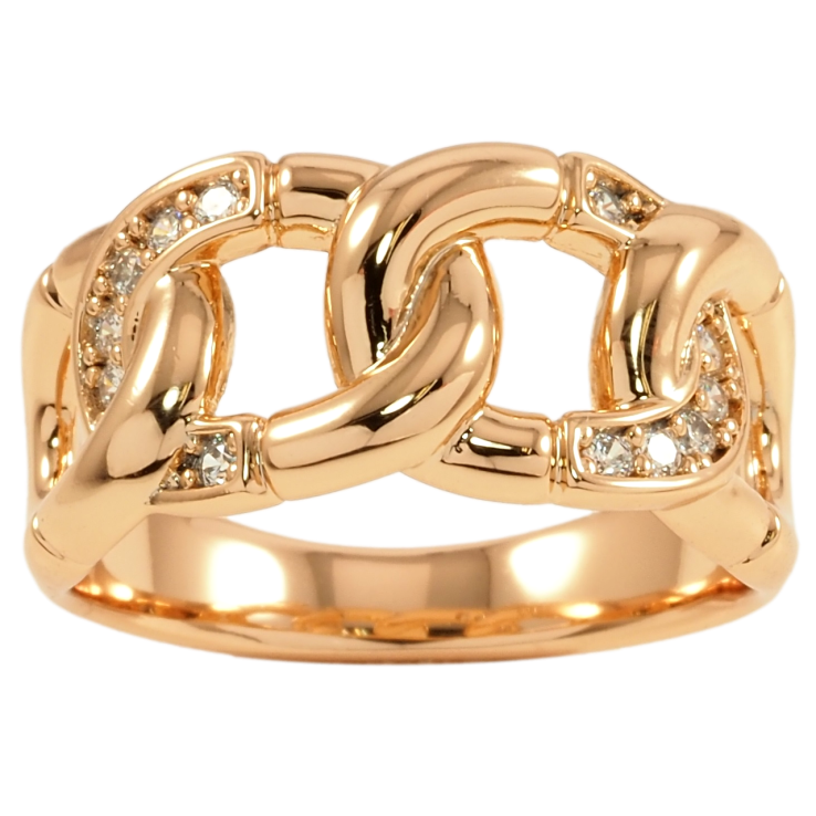 Кольцо Xuping Позолота 18K Узор цепочка с цирконием фото №10