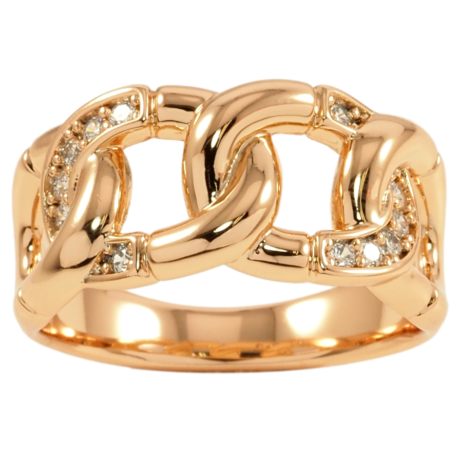 Кольцо Xuping Позолота 18K Узор цепочка с цирконием фото №1